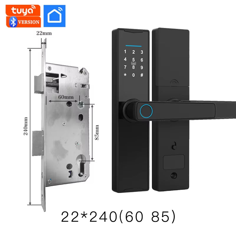 PHIPULO New Smart Door Lock with Tuya APP Digital Electronic Lock Smart Home Wooden Door Lock Biometric Fingerprint