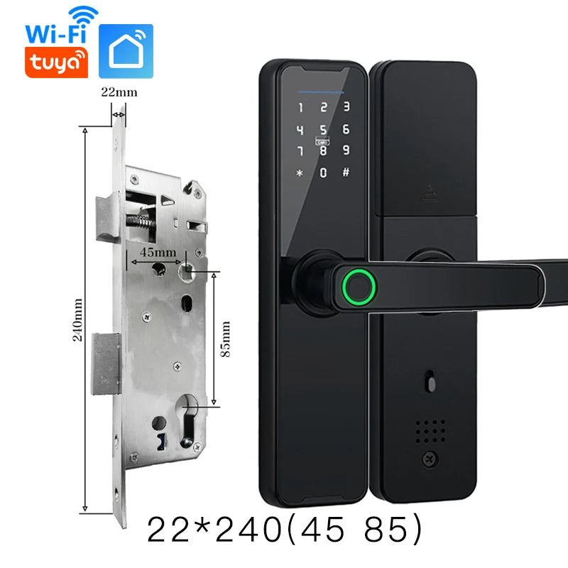 Tuya Wifi Digital Electronic Lock Smart Door Lock Remote Unlock Keyless Lock Security Anti-Theft Smart Home Hotel Office
