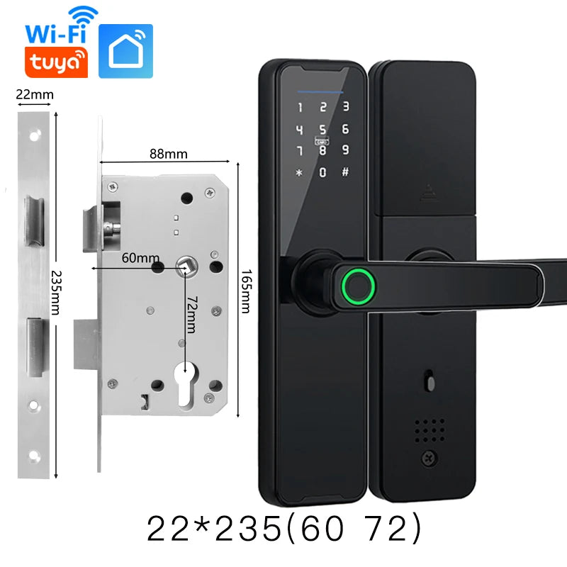 Tuya Wifi Digital Electronic Lock Smart Door Lock Remote Unlock Keyless Lock Security Anti-Theft Smart Home Hotel Office