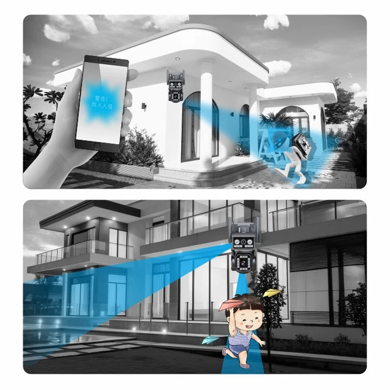 8MP Wirelees PTZ Camera 8MP Outdoor Dual Lens WIFI Camera AI Tracking Security Protection CCTV Surveillance Camera AI Tracking