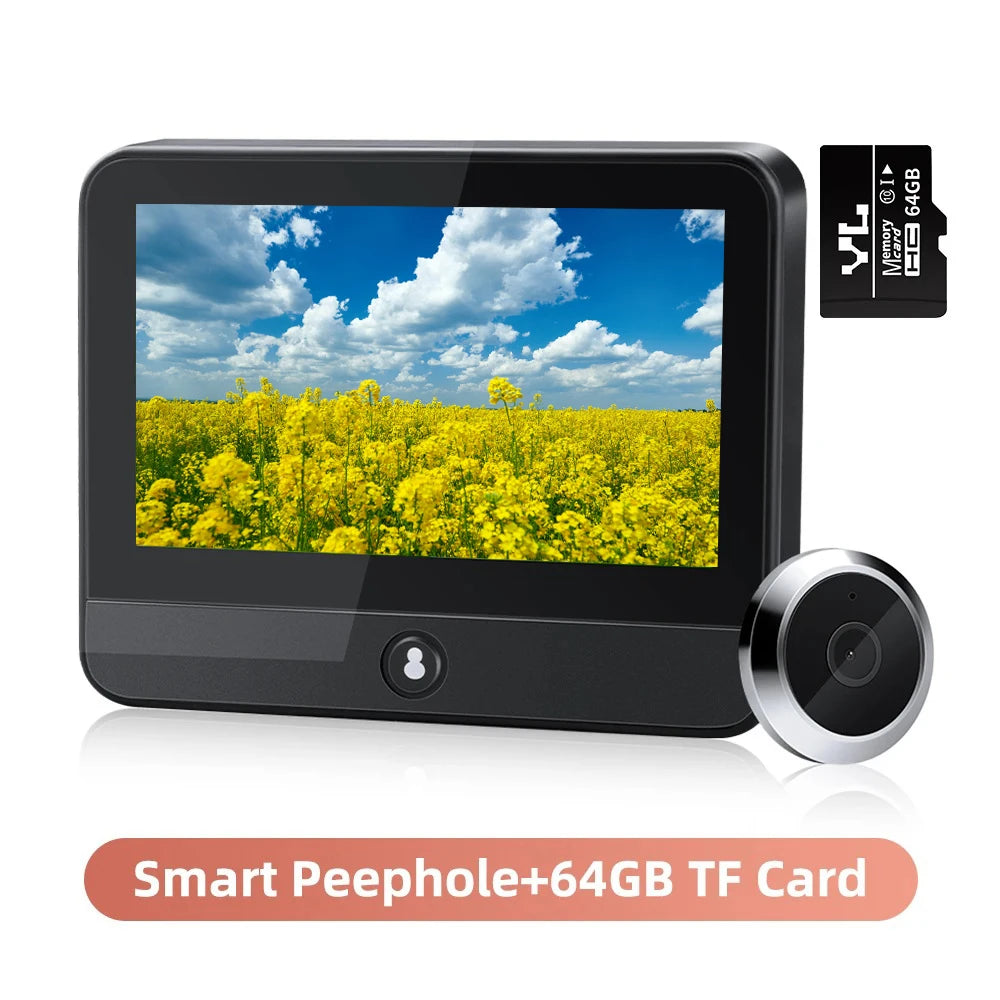 Wifi Doorbell 120 Degree Wide Angle Peephole Doorbell 1080P Digital Doorbell Viewer Motion Detection
