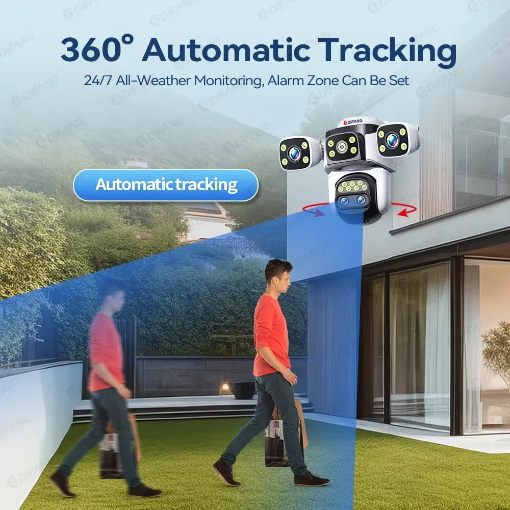10K Four Screen Wifi Camera Outdoor 10X Zoom PTZ Video Street Camera Ai Tracking Security Protection CCTV Surveillance Camera