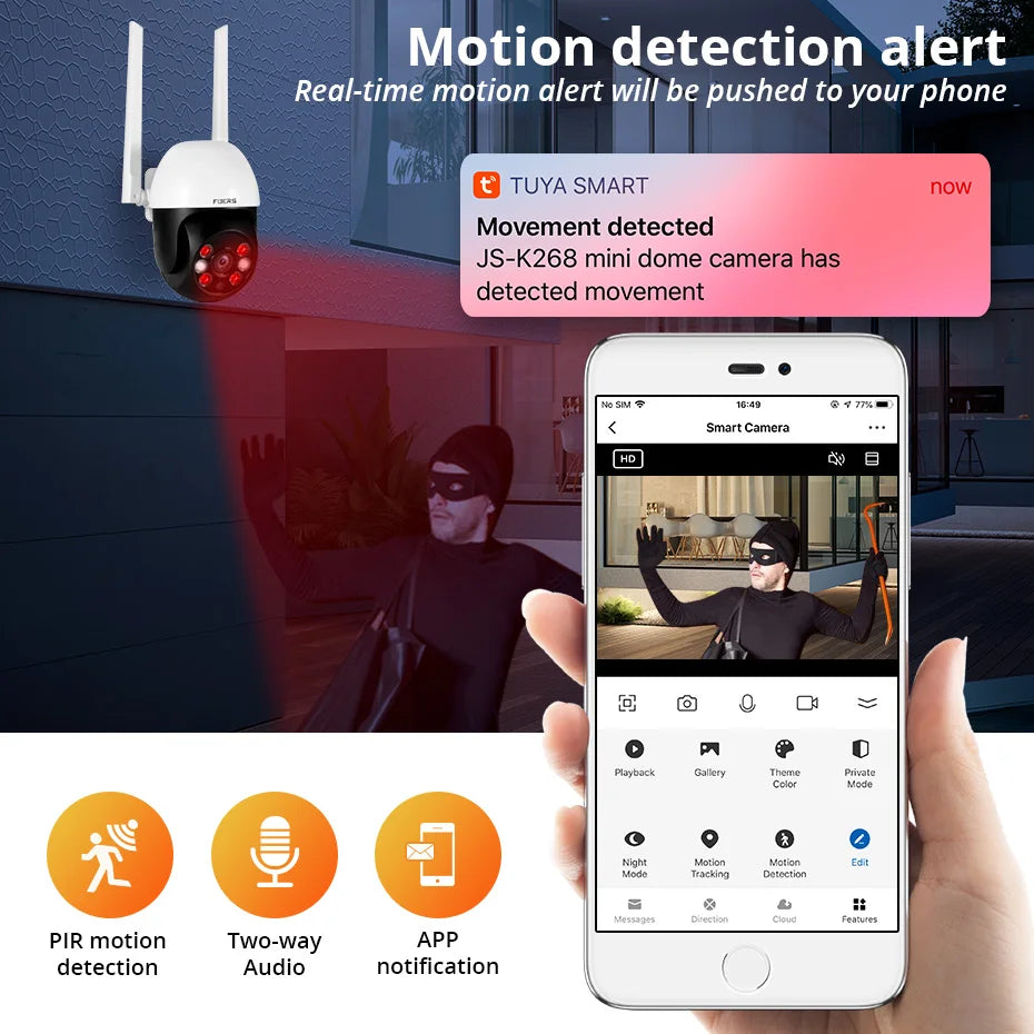 8MP 4K IP Camera Tuya Smart Outdoor Home Security Auto Tracking AI Human Detection Camera WIFI CCTV Surveillance Camera
