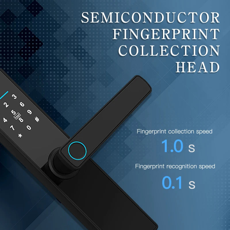 PHIPULO New Smart Door Lock with Tuya APP Digital Electronic Lock Smart Home Wooden Door Lock Biometric Fingerprint