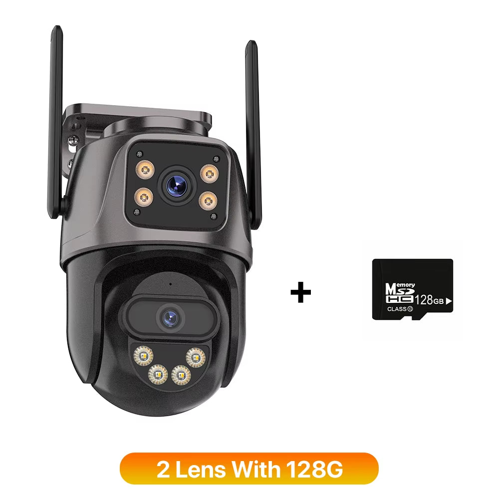 Three Screen WIFI IP Camera Outdoor 4K Dual Lens PTZ Camera Ai Human Detection IP66 Waterproof CCTV Video Security Camera Icsee