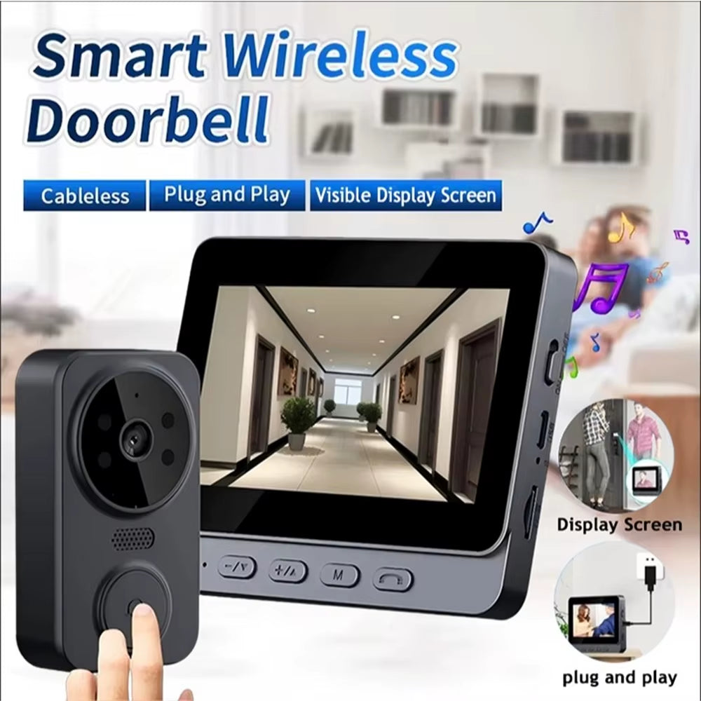 Wireless Doorbell with Camera Bundle Video Doorbell Night Vision Smart Intercom Doorbell Security Protection
