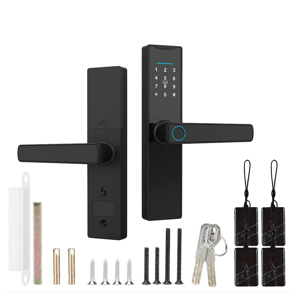 PHIPULO New Smart Door Lock with Tuya APP Digital Electronic Lock Smart Home Wooden Door Lock Biometric Fingerprint